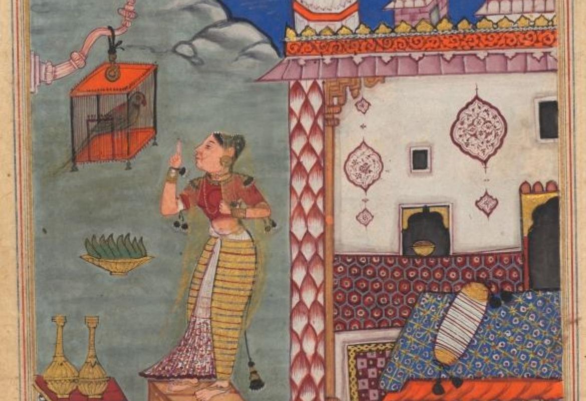 Попугай обращается к Ходжасте в начале седьмой ночи